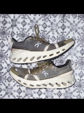 On Running Olive and Black Cloud Shoes